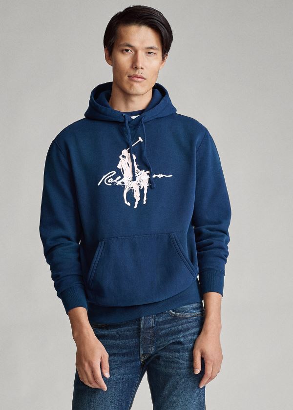 Sudaderas Con Capucha Ralph Lauren Hombre Azul Marino - Pink Pony Fleece - BXYTG8341